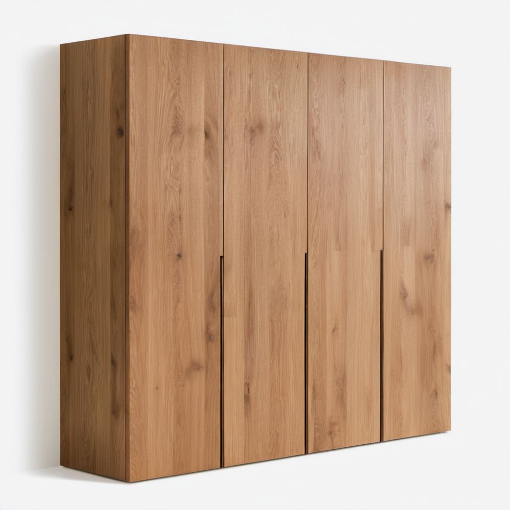 Czterodrzwiowa szafa z płyty wiórowej laminowanej, dąb naturalny, 200 x 60 x 220 cm